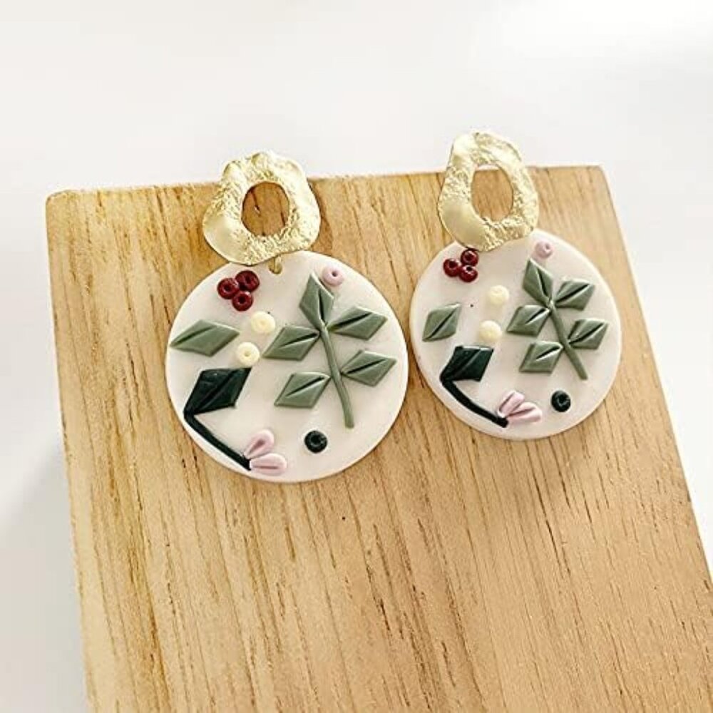 Ceramic clay dangle earrings